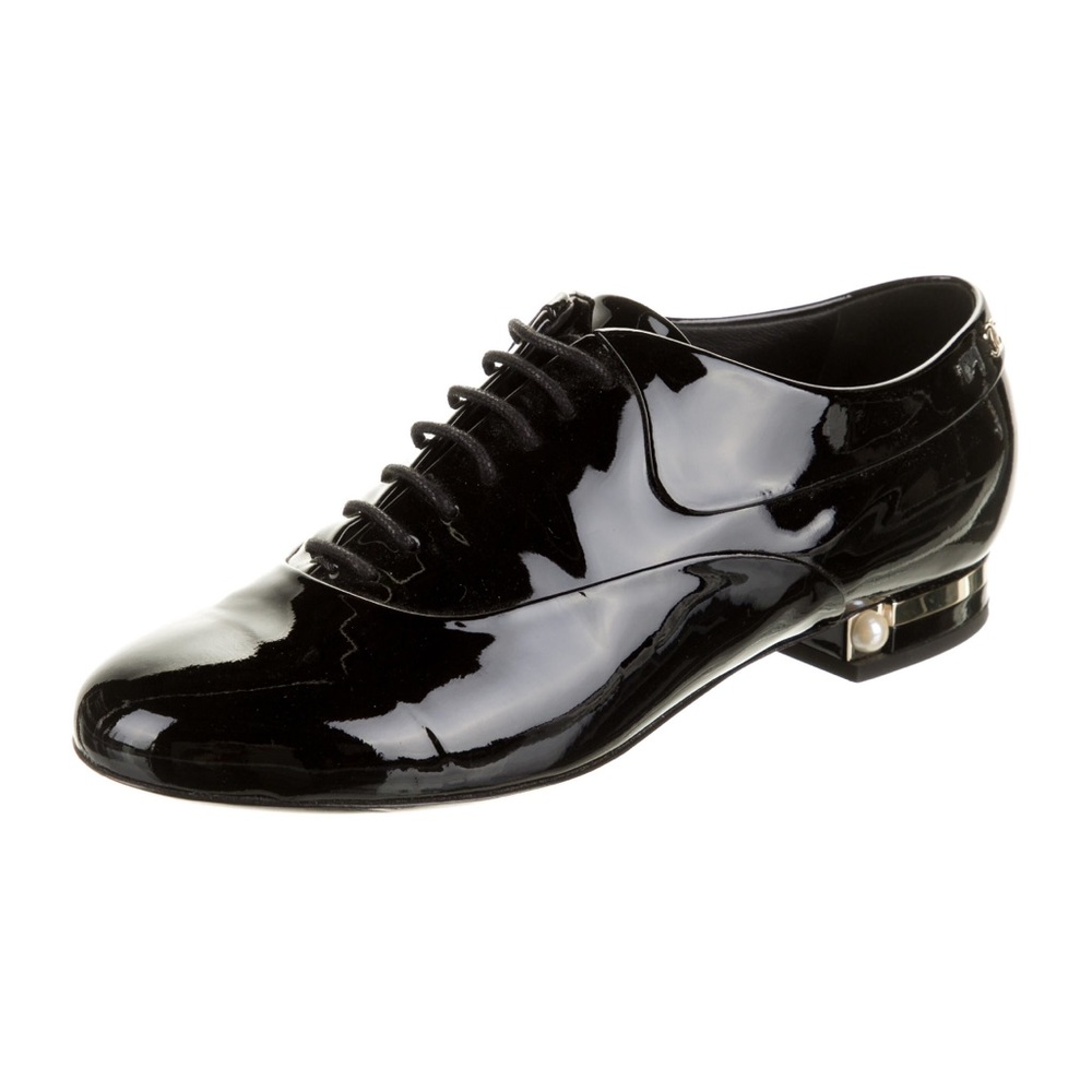 Chanel Interlocking CC Logo Oxfords Black Size 7.5 - Picture 4 of 17